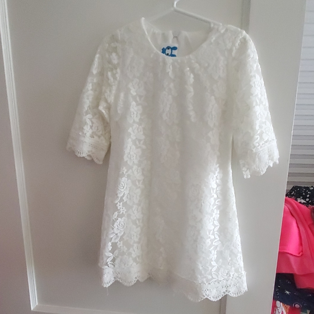 Girls Ivory Lace Dress